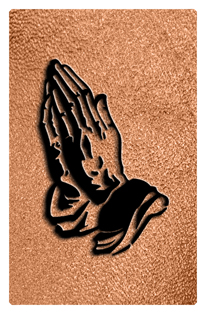 DF35T 516 BK SH CP Black Praying Hands Shimmer Copper Background